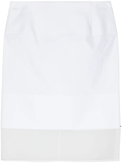 Transparent-Panel Poplin Skirt