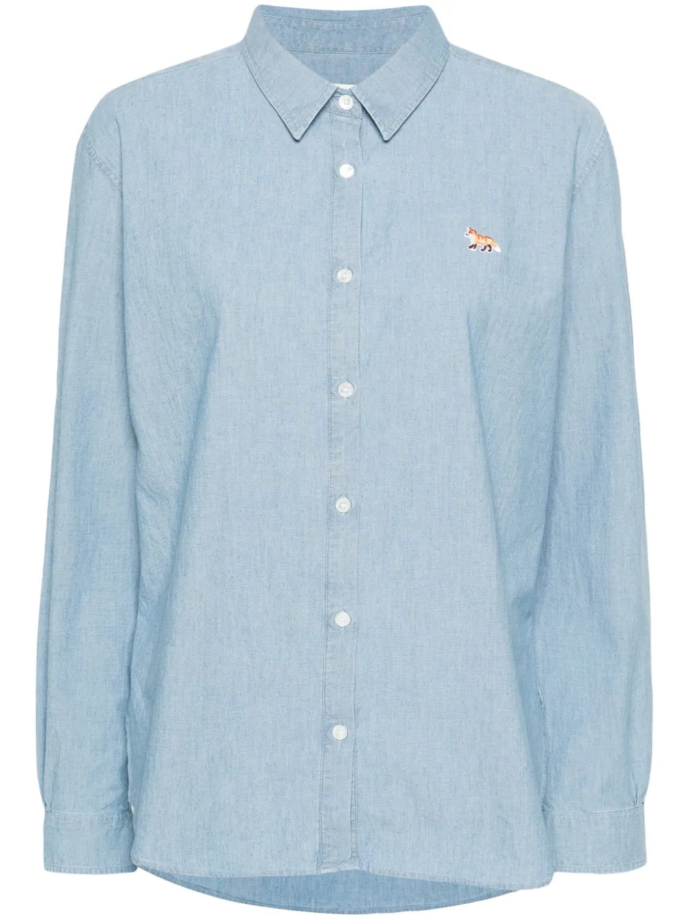 Baby Fox-Motif Chambray Shirt