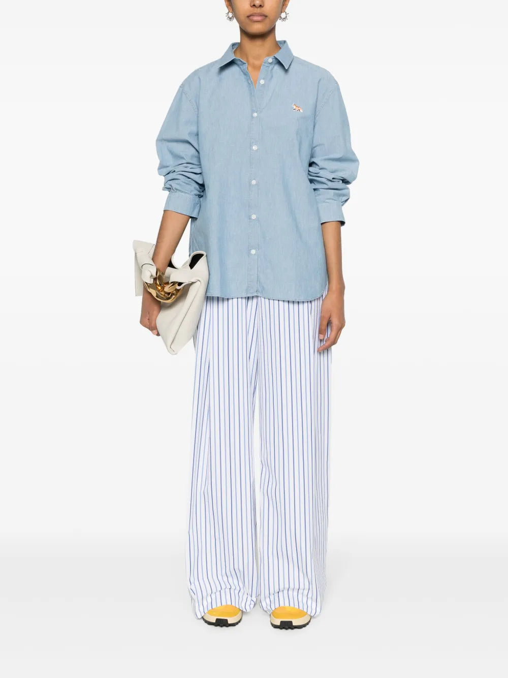 Baby Fox-Motif Chambray Shirt