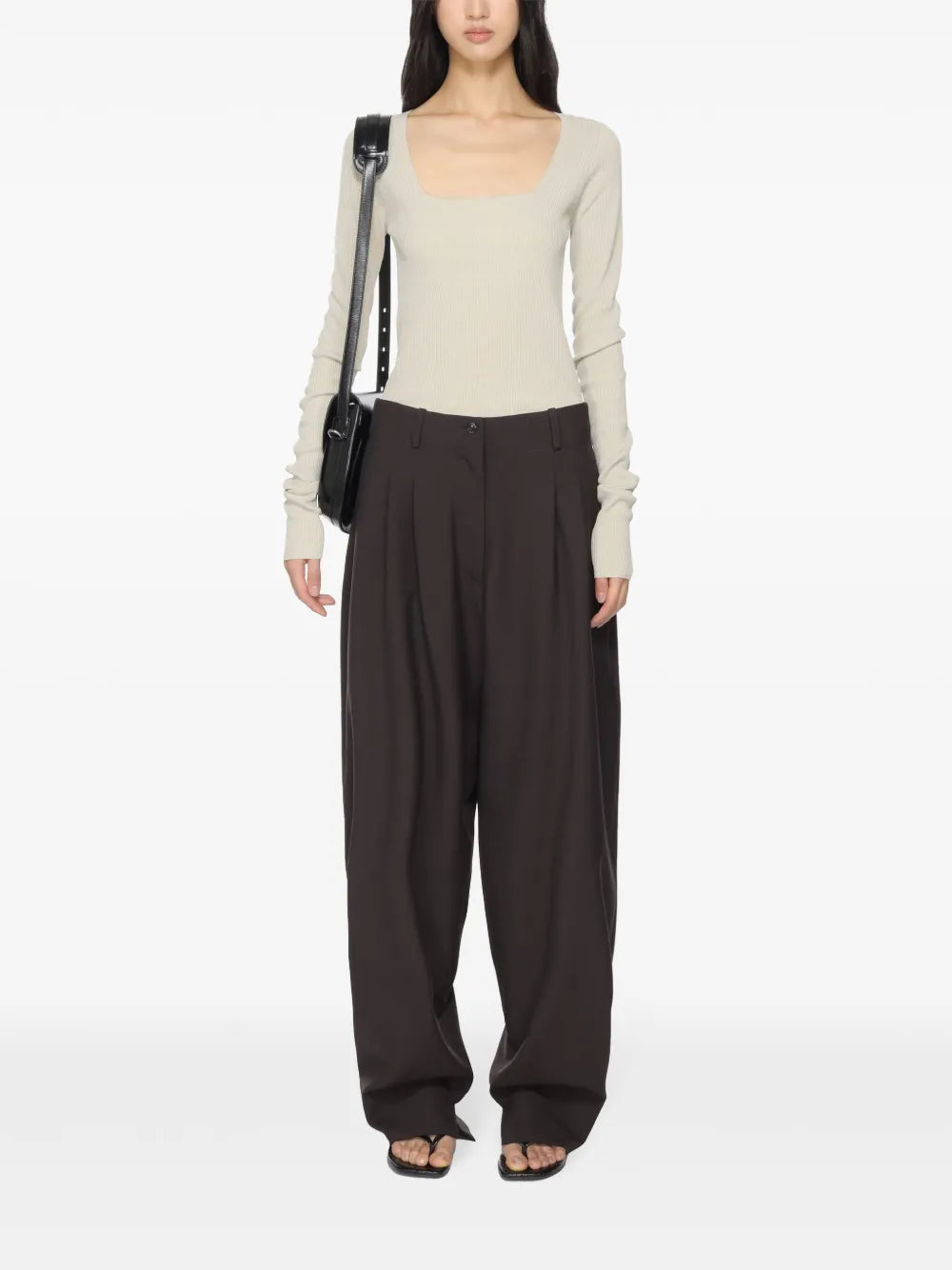 Long-Sleeve Ribbed-Knit Top