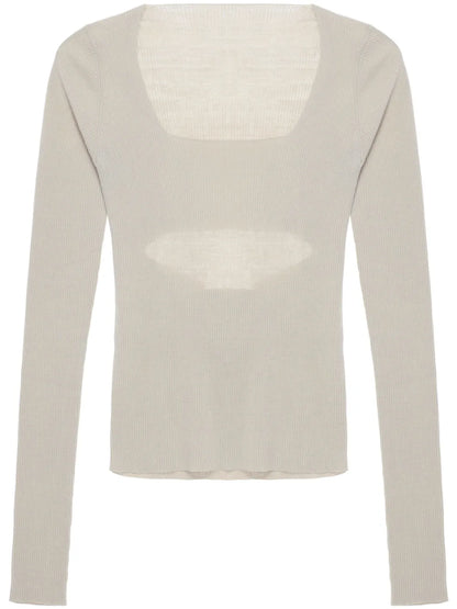 Long-Sleeve Ribbed-Knit Top