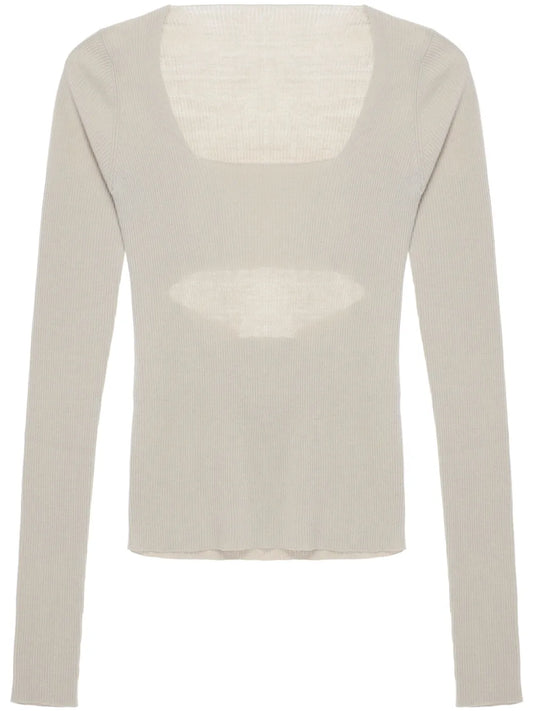 Long-Sleeve Ribbed-Knit Top