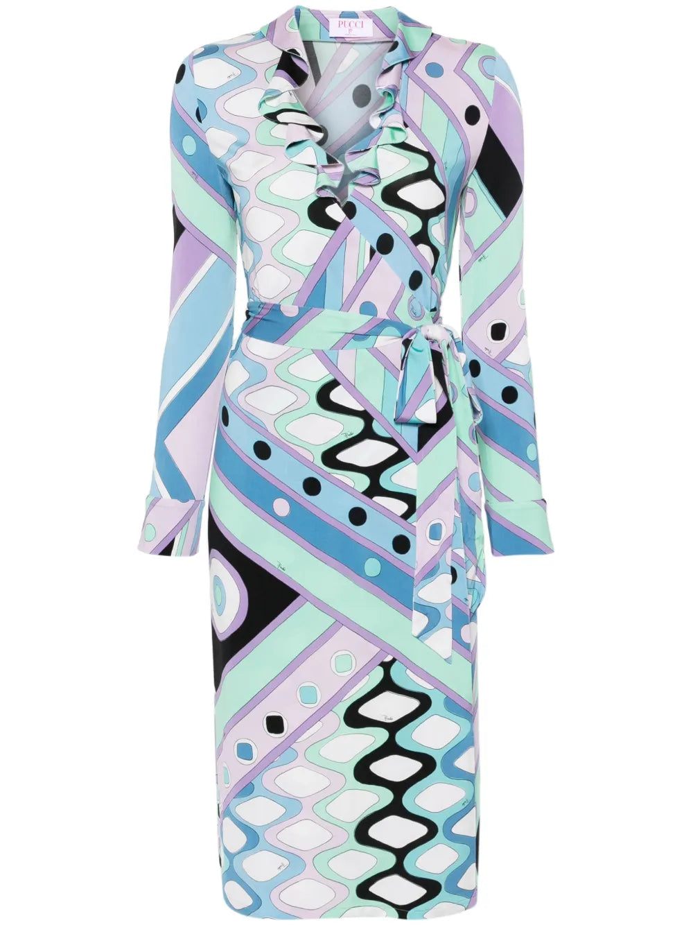 Geometric Wrap Midi Dress