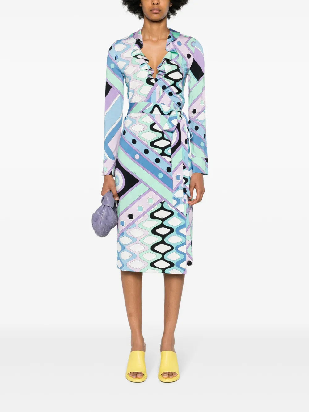 Geometric Wrap Midi Dress