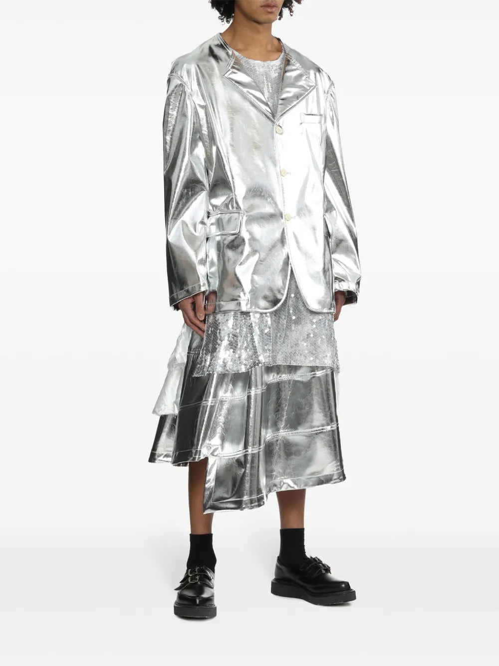 Single-Breasted Metallic Blazer