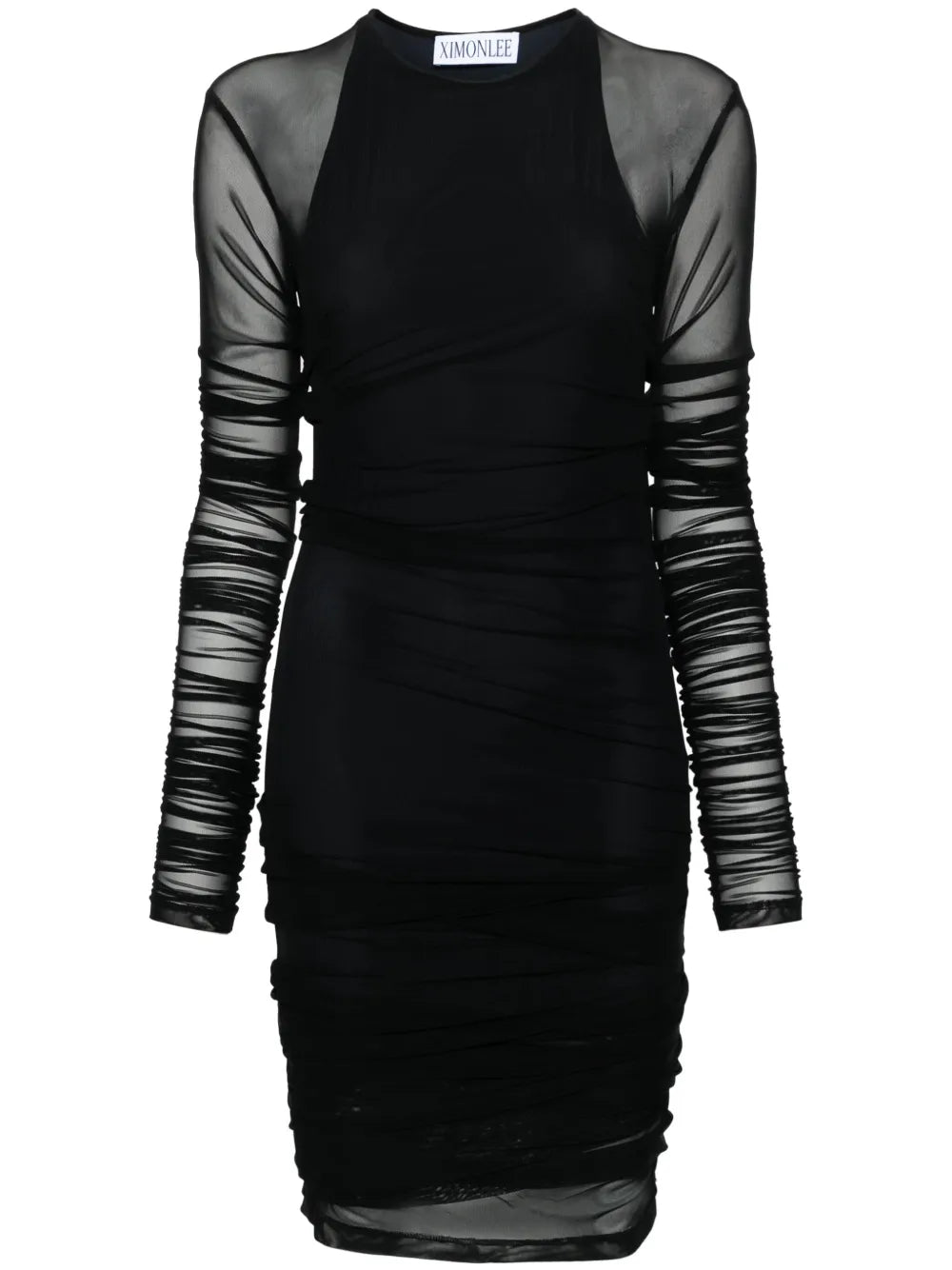Creased Mesh Draped-Detailing Dress