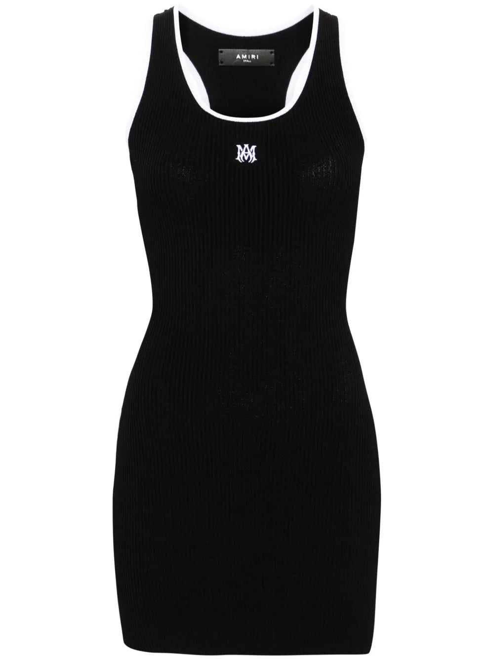 Contrasting-Trim Ribbed-Knit Minidress