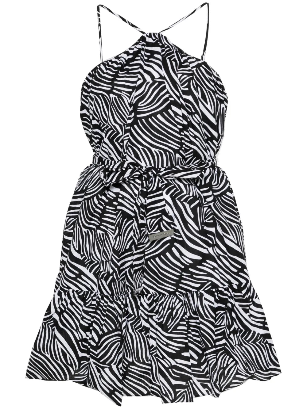 Zebra-Print Belted Mini Dress