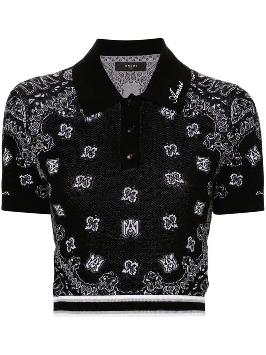 Bandana Jacquard Polo Top