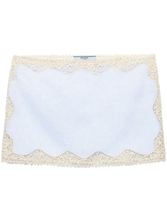 Lace-Trim Linen Mini Skirt