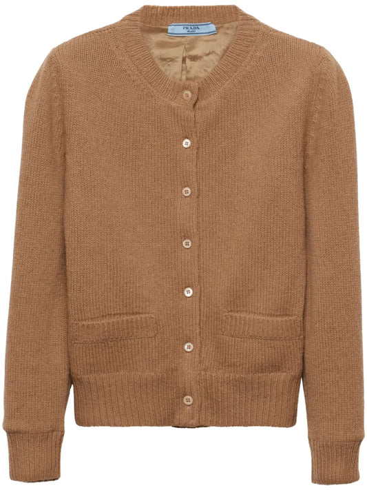 Round-Neck Wool-Knit Cardigan