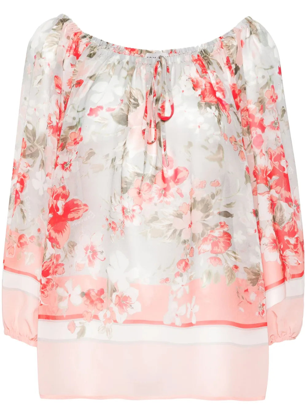 Floral-Print Crepe Blouse