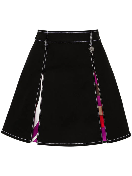 Box-Pleated Twill Miniskirt
