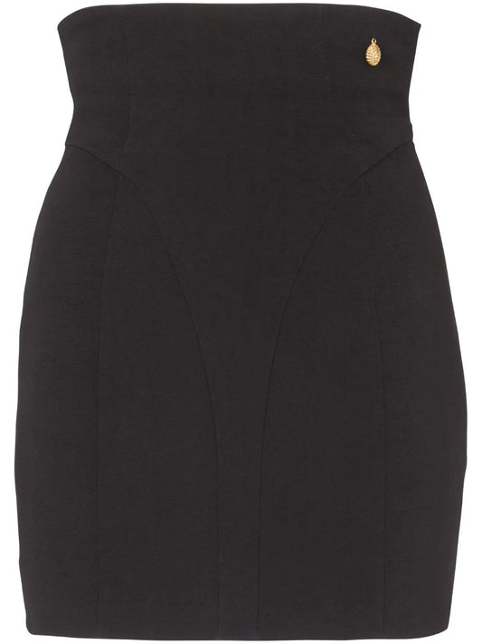 High-Waisted Crepe Miniskirt