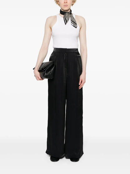 Georgette Pleated Wide-Leg Trousers