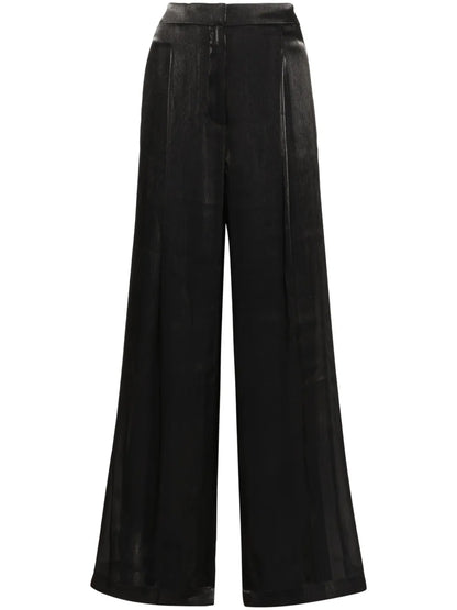 Georgette Pleated Wide-Leg Trousers