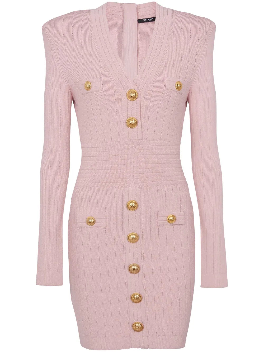 Button-Embellished Knitted Minidress