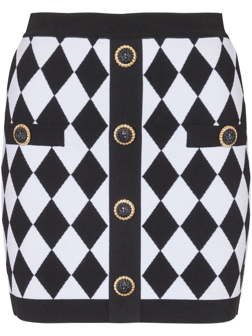 Diamond-Intarsia Knitted Miniskirt