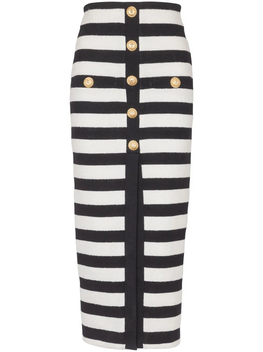 Striped Knitted Midi Skirt