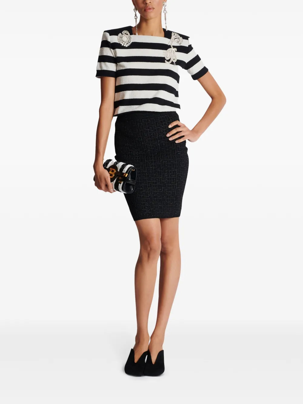 Pb-Intarsia Knitted Mini Skirt