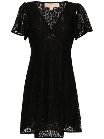 V-Neck Lace Mini Dress