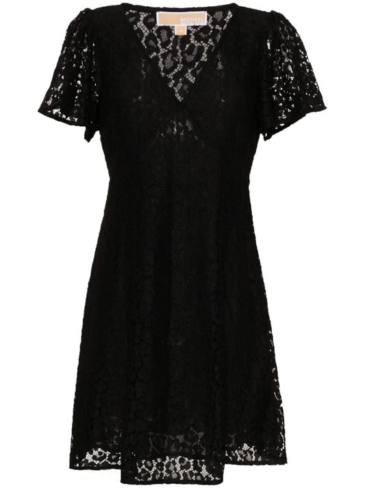 V-Neck Lace Mini Dress