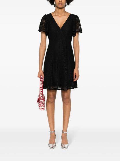V-Neck Lace Mini Dress
