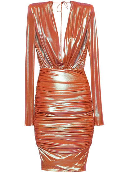 Draped-Detail Midi Dress