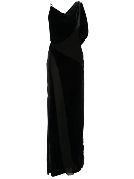 Logo-Plaque Panelled Maxi Dress