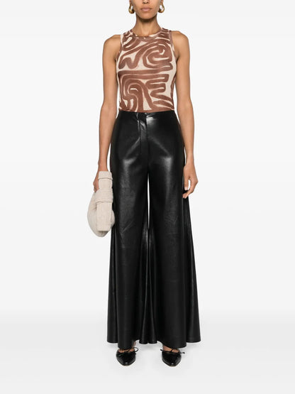 Flared Faux-Leather Trousers