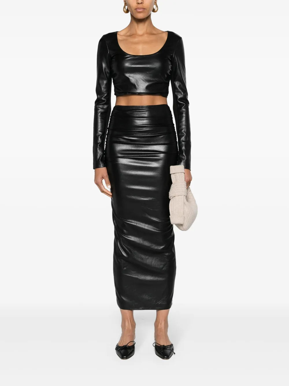 Hester Ruched-Detail Midi Skirt