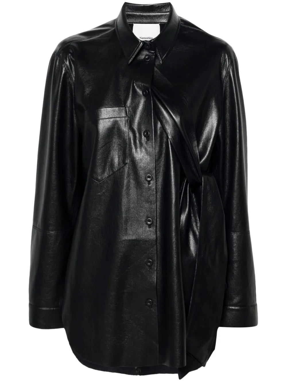 Detachable-Straps Faux-Leather Shirt