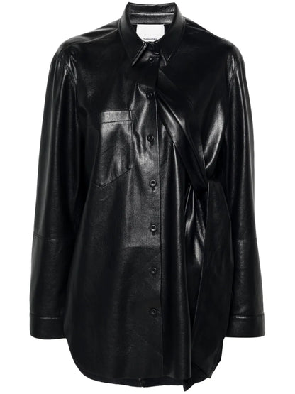 Detachable-Straps Faux-Leather Shirt