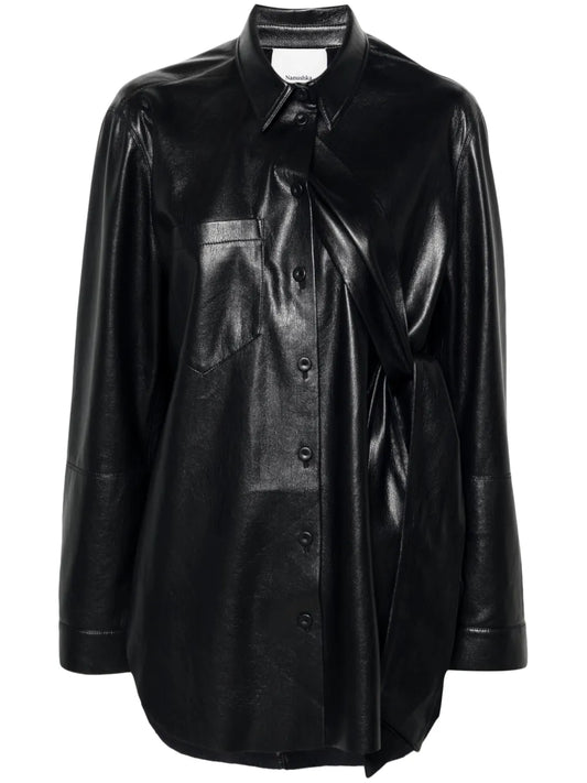 Detachable-Straps Faux-Leather Shirt
