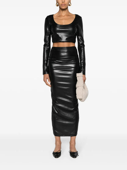 Scoop-Neck Ruched Crop Top