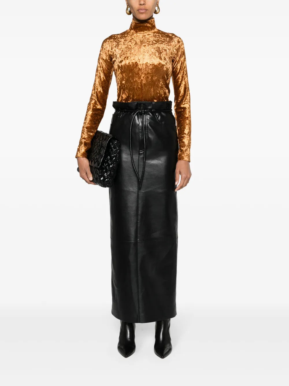 Belted High-Waisted Midi Skirt