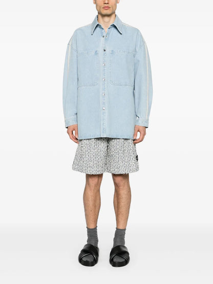 Crochet-Detaling Denim Shirt Jacket