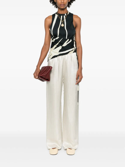 Wide-Leg Satin Trousers