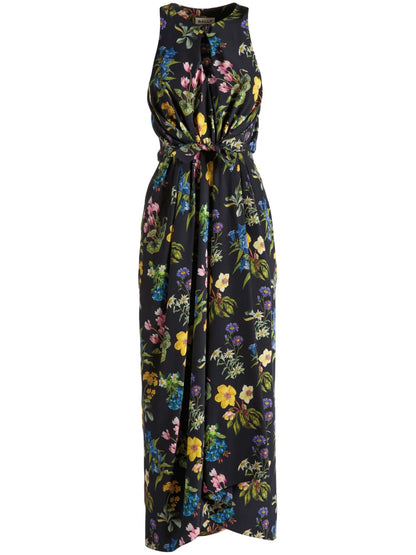 Floral-Print Silk Midi Dress