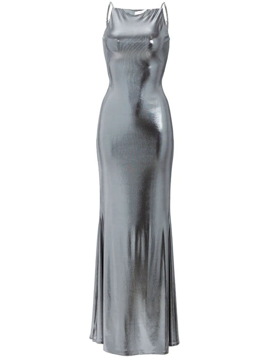 Romilly Metallic Open-Back Gown