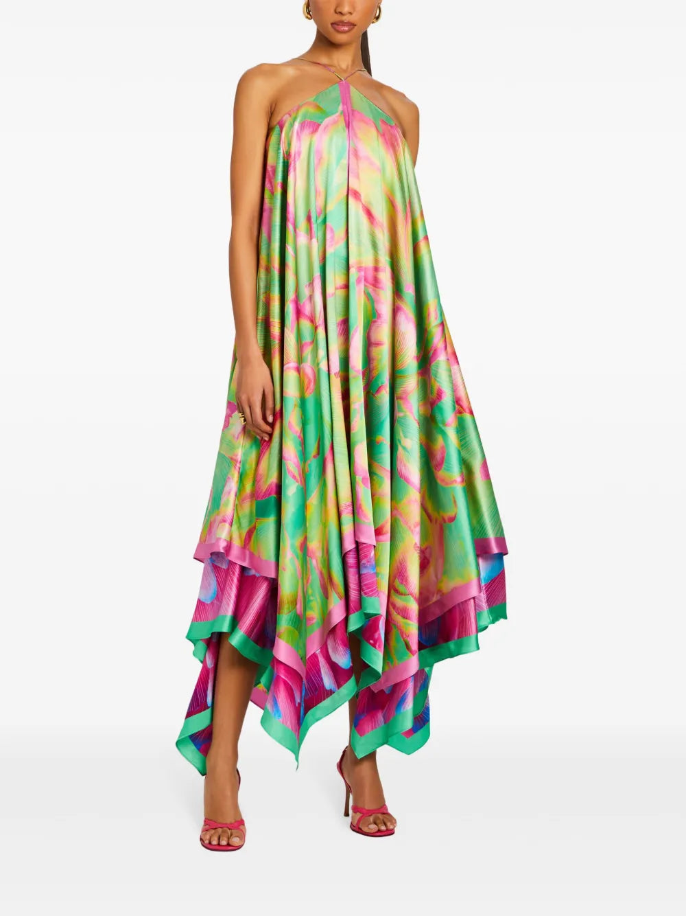 Sangria Silk Asymmetrical Long Dress