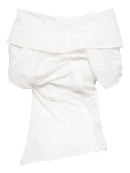 Draped Asymmetric Cotton Blouse