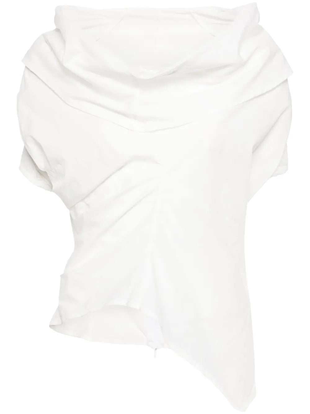 Draped Asymmetric Cotton Blouse