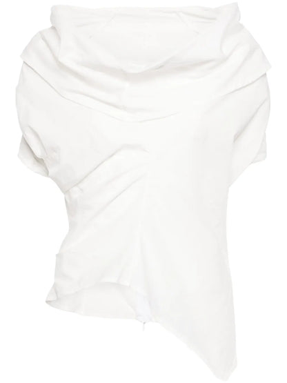 Draped Asymmetric Cotton Blouse