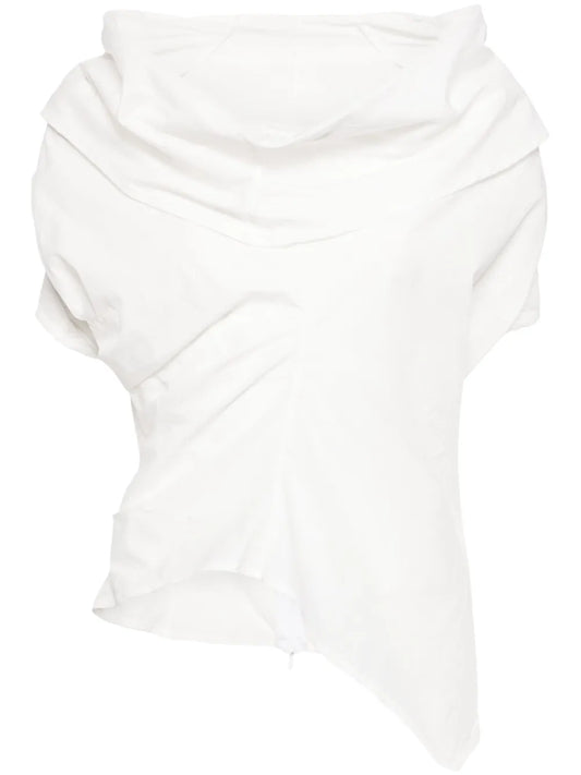 Draped Asymmetric Cotton Blouse