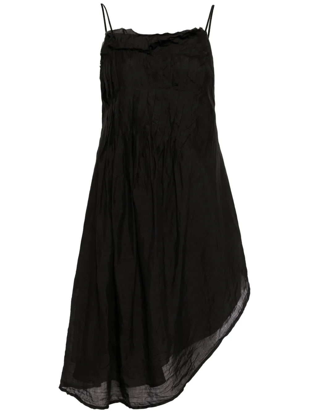 Crinkled Asymmetric Silk Minidress