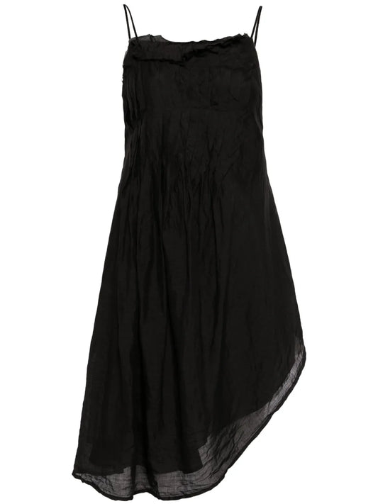 Crinkled Asymmetric Silk Minidress