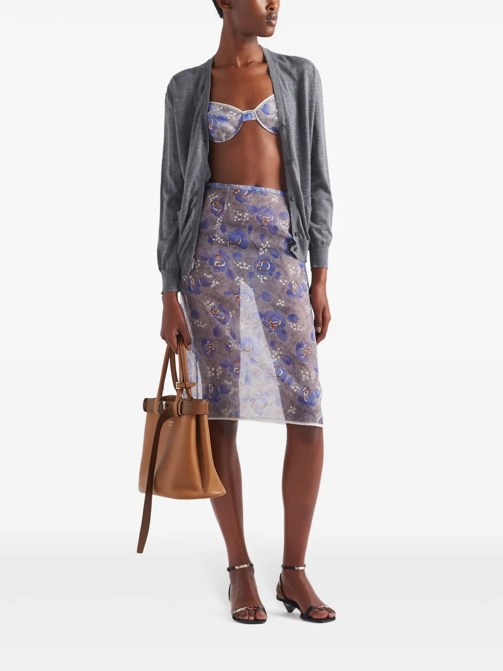 Floral-Print Lace-Trim Bra