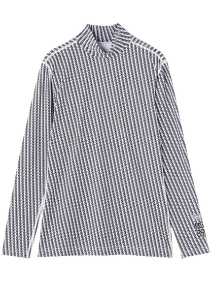 Monogram-Pattern High-Neck Top