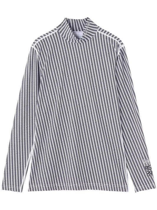Monogram-Pattern High-Neck Top